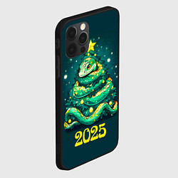 Чехол для iPhone 12 Pro Змея ёлка 2025, цвет: 3D-черный — фото 2