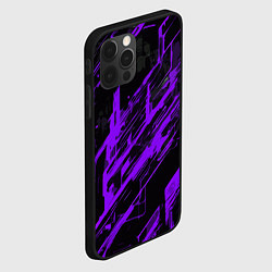 Чехол для iPhone 12 Pro Purple stripes on a black background, цвет: 3D-черный — фото 2