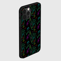 Чехол для iPhone 12 Pro Неоновый саксофон и музыкальные ноты, цвет: 3D-черный — фото 2