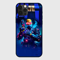 Чехол для iPhone 12 Pro Homer Simpson with a pistol - cyberpunk, цвет: 3D-черный