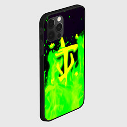 Чехол для iPhone 12 Pro Doom кислотный огонь лого, цвет: 3D-черный — фото 2