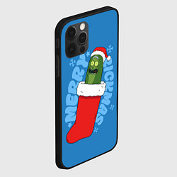 Чехол для iPhone 12 Pro Новогодний Рик огурчик - Merry Rickmas, цвет: 3D-черный — фото 2