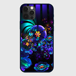 Чехол для iPhone 12 Pro Оптический фрактальный цветок, цвет: 3D-черный