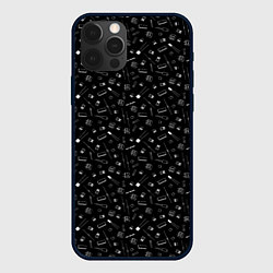 Чехол для iPhone 12 Pro Паттерн из радиодеталей, цвет: 3D-черный