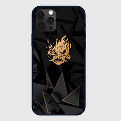 Чехол для iPhone 12 Pro Cyberpunk 2077 golden poly, цвет: 3D-черный