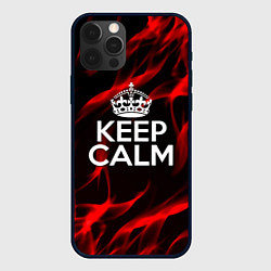 Чехол для iPhone 12 Pro Keep calm flame red, цвет: 3D-черный