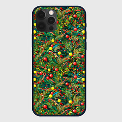 Чехол для iPhone 12 Pro Разноцветные ёлочные шары, цвет: 3D-черный