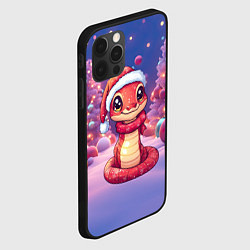 Чехол для iPhone 12 Pro Новогодняя змейка и снежный лес, цвет: 3D-черный — фото 2