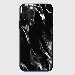 Чехол для iPhone 12 Pro Белые языки пламени текстура, цвет: 3D-черный