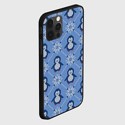 Чехол для iPhone 12 Pro Вязаный узор с милыми пингвинами и скандинавским о, цвет: 3D-черный — фото 2