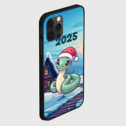 Чехол для iPhone 12 Pro Новый год змейка 2025, цвет: 3D-черный — фото 2