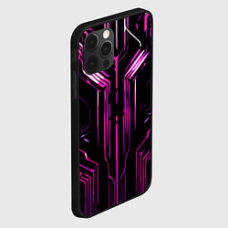 Чехол для iPhone 12 Pro Розовые полосы на чёрном фоне, цвет: 3D-черный — фото 2
