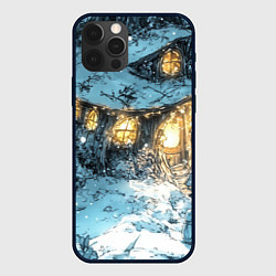 Чехол для iPhone 12 Pro Новогодний домик в пещере, цвет: 3D-черный
