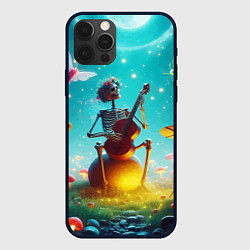 Чехол для iPhone 12 Pro Музыкальное трио скелетов дает ночной концерт, цвет: 3D-черный