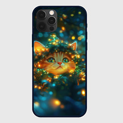 Чехол для iPhone 12 Pro Котенок внутри новогодней елки, цвет: 3D-черный