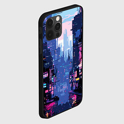 Чехол для iPhone 12 Pro Киберпанк город розовый, цвет: 3D-черный — фото 2