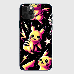 Чехол для iPhone 12 Pro Pikachu and skeletons - pattern, цвет: 3D-черный