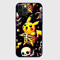 Чехол для iPhone 12 Pro Скелет Пикачу - паттерн, цвет: 3D-черный