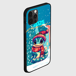 Чехол для iPhone 12 Pro Милая новогодняя змейка в шапочке, цвет: 3D-черный — фото 2