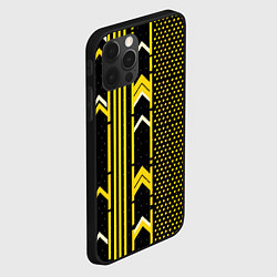 Чехол для iPhone 12 Pro Жёлтые обои на чёрном фоне, цвет: 3D-черный — фото 2
