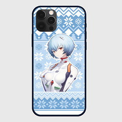 Чехол iPhone 12 Pro Rei christmas sweater Evangelion