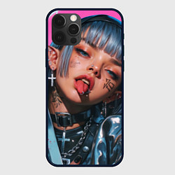 Чехол для iPhone 12 Pro Future samurai pink girl, цвет: 3D-черный