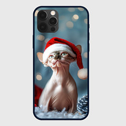 Чехол для iPhone 12 Pro Новогодняя кошка сфинкс, цвет: 3D-черный