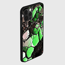 Чехол для iPhone 12 Pro Чёрно-зелёный камень, цвет: 3D-черный — фото 2