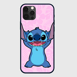 Чехол для iPhone 12 Pro Stitch on a pink background, цвет: 3D-черный