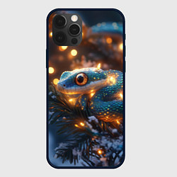 Чехол для iPhone 12 Pro Змея и золотые огоньки, цвет: 3D-черный