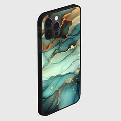 Чехол для iPhone 12 Pro Бирюзовый узор с оранжевыми вставками, цвет: 3D-черный — фото 2