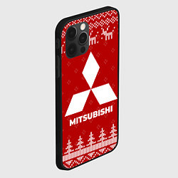 Чехол для iPhone 12 Pro Новогодний Mitsubishi с оленями, цвет: 3D-черный — фото 2