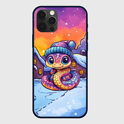 Чехол для iPhone 12 Pro Фиолетовая новогодняя змейка символ 2025, цвет: 3D-черный