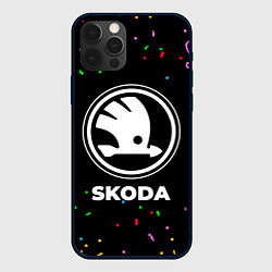 Чехол для iPhone 12 Pro Skoda конфети, цвет: 3D-черный