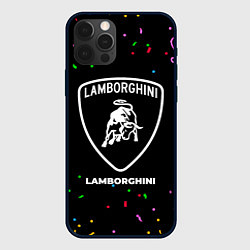 Чехол для iPhone 12 Pro Lamborghini конфети, цвет: 3D-черный