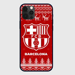 Чехол для iPhone 12 Pro Новогодний Barcelona с оленями, цвет: 3D-черный
