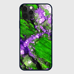 Чехол для iPhone 12 Pro Фиолетовый минерал в зелёном камне, цвет: 3D-черный