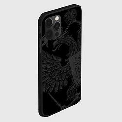 Чехол для iPhone 12 Pro Герб России - черный минимализм, цвет: 3D-черный — фото 2