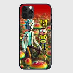 Чехол для iPhone 12 Pro Рик и Морти заблудились в мухоморном поле, цвет: 3D-черный