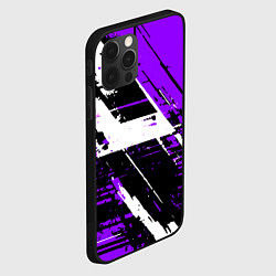 Чехол для iPhone 12 Pro Diagonal black and white stripes on a purple backg, цвет: 3D-черный — фото 2