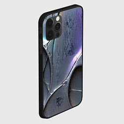 Чехол для iPhone 12 Pro Полированный серебряный металл, цвет: 3D-черный — фото 2