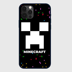 Чехол для iPhone 12 Pro Minecraft конфети, цвет: 3D-черный