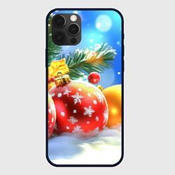 Чехол для iPhone 12 Pro Красные и желтые шары, цвет: 3D-черный