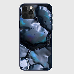 Чехол для iPhone 12 Pro Жидкая субстанция серая, цвет: 3D-черный