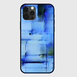 Чехол для iPhone 12 Pro Чёрные пятна на синем фоне абстракция, цвет: 3D-черный