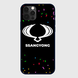 Чехол для iPhone 12 Pro SsangYong конфети, цвет: 3D-черный