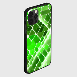 Чехол для iPhone 12 Pro Зелёные рельефные плитки и белое свечение, цвет: 3D-черный — фото 2