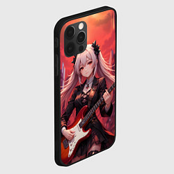 Чехол для iPhone 12 Pro Девочка с электрогитарой аниме, цвет: 3D-черный — фото 2