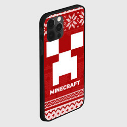 Чехол для iPhone 12 Pro Новогодний Minecraft, цвет: 3D-черный — фото 2