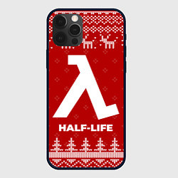 Чехол для iPhone 12 Pro Новогодний Half-Life с оленями, цвет: 3D-черный